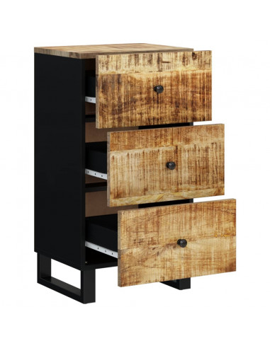 Credenza con 3 Cassetti 40x33,5x75 cm Legno Massello di Mango
