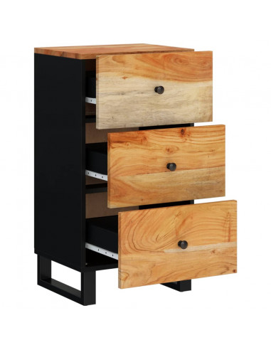 Credenza con 3 Cassetti 40x33,5x75 cm Legno Massello di Acacia