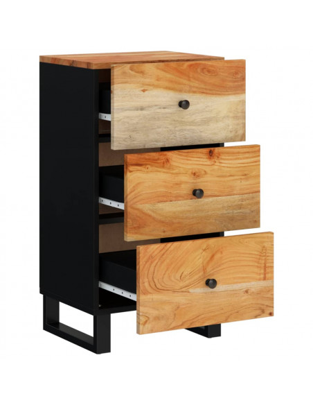 Credenza con 3 Cassetti 40x33,5x75 cm Legno Massello di Acacia