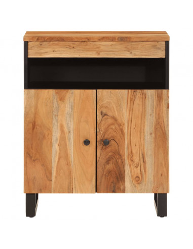 Credenza con 2 Ante 60x33x75 cm in Legno Massello di Acacia