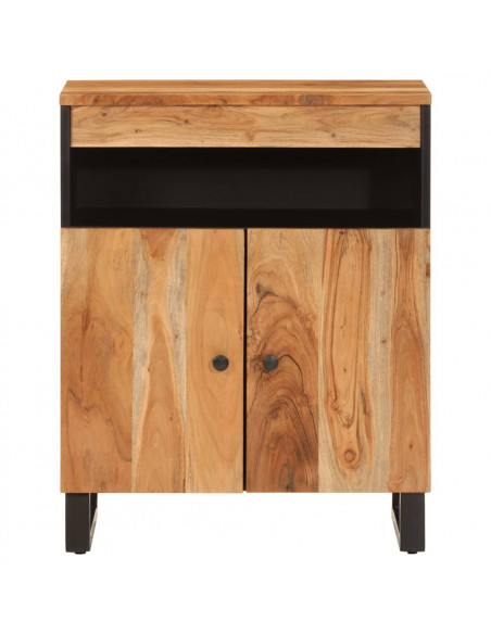 Credenza con 2 Ante 60x33x75 cm in Legno Massello di Acacia