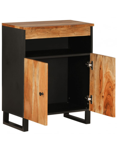 Credenza con 2 Ante 60x33x75 cm in Legno Massello di Acacia