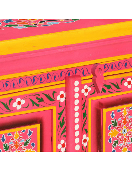 Credenza in Legno Massello di Mango Rosa Dipinta a Mano