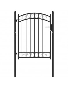 Cancello per Recinzione ad Arco in Acciaio 100x125 cm Nero 2