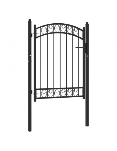 Cancello per Recinzione ad Arco in Acciaio 100x125 cm Nero