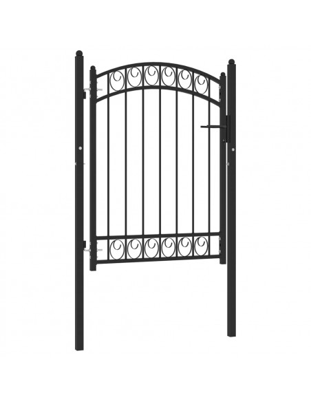 Cancello per Recinzione ad Arco in Acciaio 100x125 cm Nero