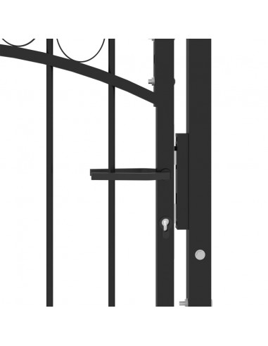 Cancello per Recinzione ad Arco in Acciaio 100x125 cm Nero