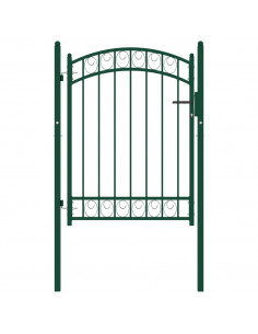 Cancello per Recinzione ad Arco in Acciaio 100x125 cm Verde 2