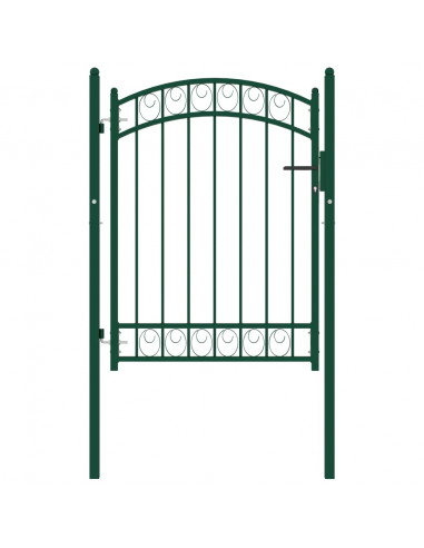 Cancello per Recinzione ad Arco in Acciaio 100x125 cm Verde