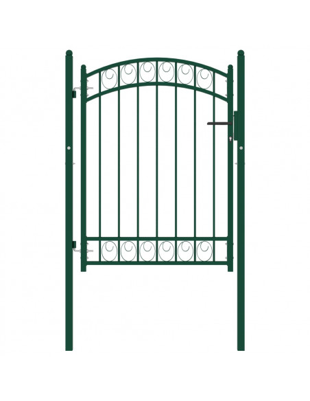 Cancello per Recinzione ad Arco in Acciaio 100x125 cm Verde