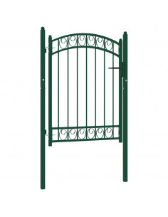 Cancello per recinzione EMMEN con parte superiore ad arco in acciaio 100x98,5 cm verde 2
