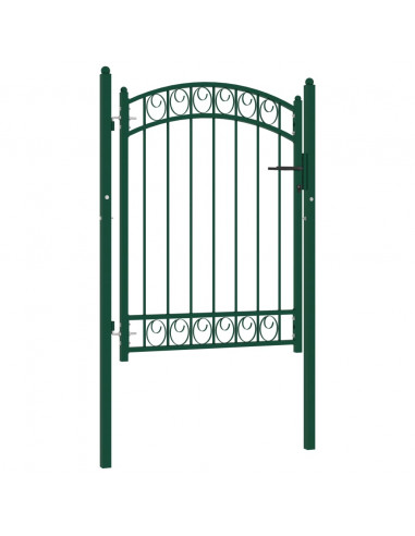 Cancello per recinzione EMMEN con parte superiore ad arco in acciaio 100x98,5 cm verde