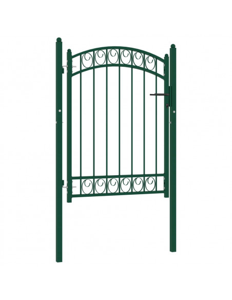 Cancello per recinzione EMMEN con parte superiore ad arco in acciaio 100x98,5 cm verde