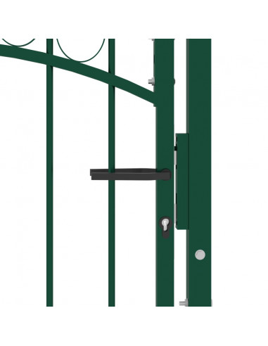 Cancello per Recinzione ad Arco in Acciaio 100x125 cm Verde