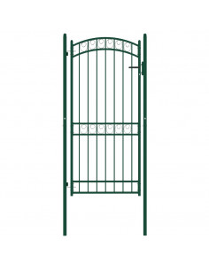 Cancello per Recinzione ad Arco in Acciaio 100x200 cm Verde 2