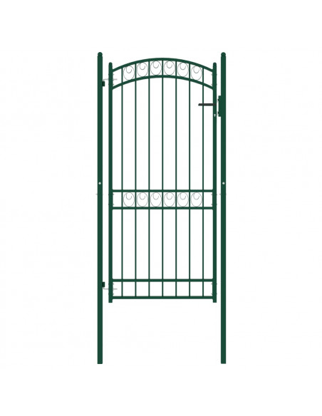 Cancello per Recinzione ad Arco in Acciaio 100x200 cm Verde