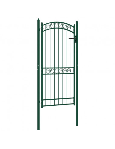 Cancello per recinzione EMMEN con parte superiore ad arco in acciaio 100x136 cm verde