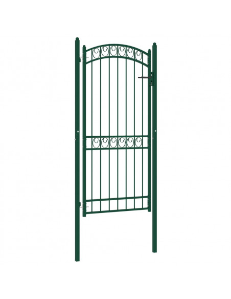 Cancello per recinzione EMMEN con parte superiore ad arco in acciaio 100x136 cm verde