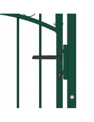 Cancello per recinzione EMMEN con parte superiore ad arco in acciaio 100x136 cm verde