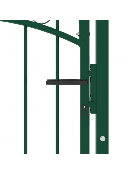 Cancello per recinzione EMMEN con parte superiore ad arco in acciaio 100x136 cm verde