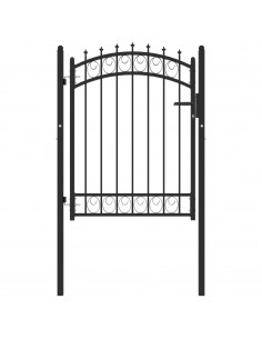 Cancello per Recinzione con Punte in Acciaio 100x125 cm Nero 2
