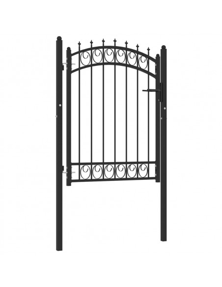 Cancello per Recinzione con Punte in Acciaio 100x125 cm Nero
