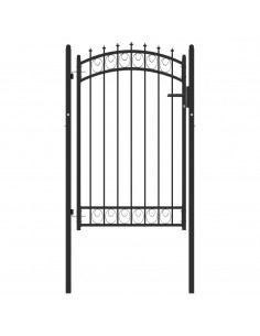 Cancello per Recinzione con Punte in Acciaio 100x150 cm Nero 2