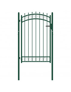 Cancello per Recinzione con Punte in Acciaio 100x150 cm Verde 2