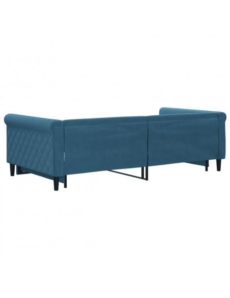 Divano Letto con Letto Estraibile Blu 100x200 cm in Velluto