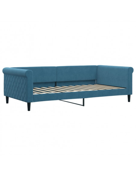 Divano Letto con Letto Estraibile Blu 100x200 cm in Velluto