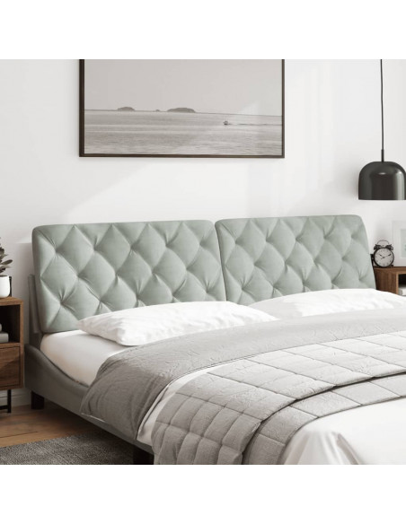 Cuscino Testiera Grigio Chiaro 200 cm in Velluto