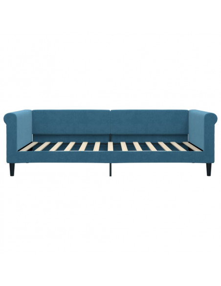 Divano Letto Estraibile con Cassetti Blu 100x200 cm in Velluto