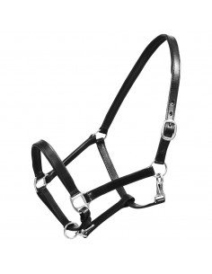 Cavezza Testiera in Cuoio Naturale Regolabile Nera Cavallo Full