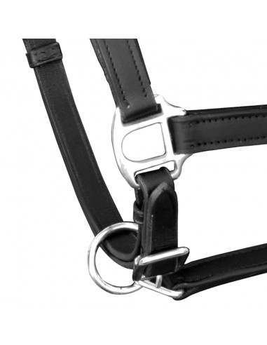 Cavezza Testiera in Cuoio Naturale Regolabile Nera Cavallo Full