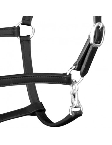Cavezza Testiera in Cuoio Naturale Regolabile Nera Cavallo Full