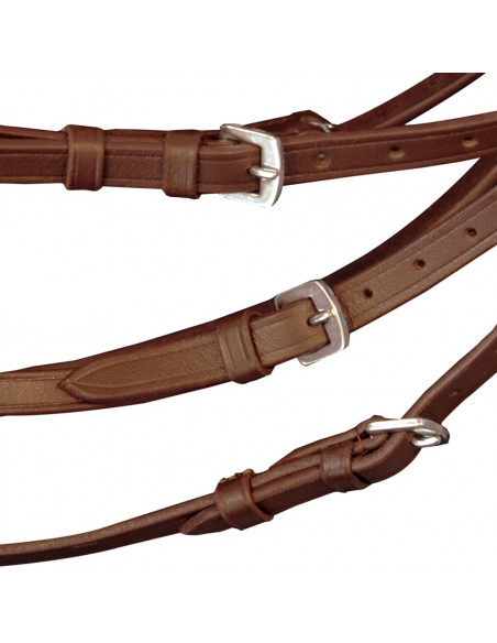 Briglie in Pelle con Redini e Morso Marrone per Cavallo Full