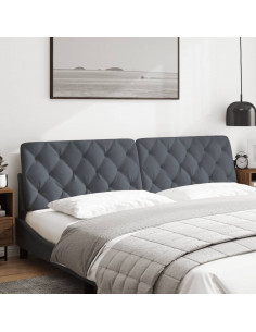 Cuscino Testiera Grigio Scuro 200 cm in Velluto 2