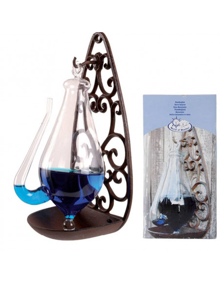 Esschert Design Barometro Vetro Meteo con Supporto in Ghisa 0,5 L TH31
