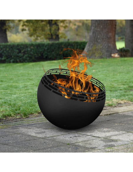 Esschert Design Braciere a Sfera con Strisce Nero