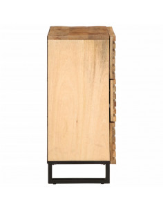 Credenze 2 pz 60x34x75 cm in Legno Massello di Mango Grezzo 2