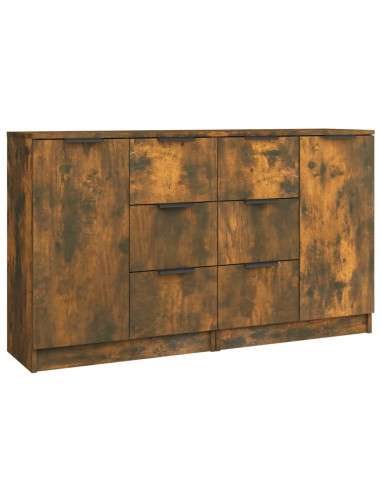 Credenze 2 pz Rovere Fumo 60x30x70 cm in Legno Multistrato