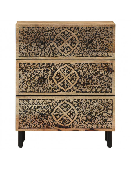 Credenze 3 pz 60x33x75 cm in Legno Massello di Mango