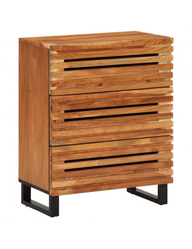 Credenze 3 pz 60x34x75 cm in Legno Massello di Acacia