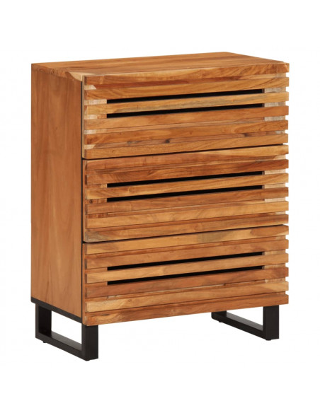 Credenze 3 pz 60x34x75 cm in Legno Massello di Acacia