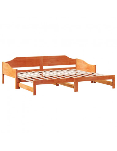 Divano con Letto Estraibile Marrone Cera 90x190cm Massello Pino