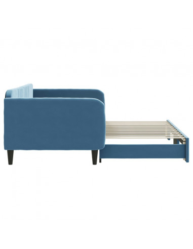 Divano Letto con Letto Estraibile Blu 100x200 cm in Velluto