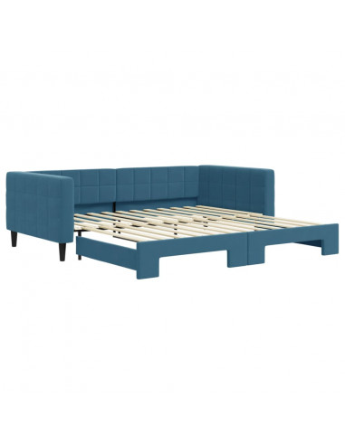 Divano Letto con Letto Estraibile Blu 100x200 cm in Velluto