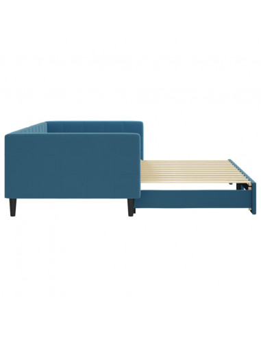Divano Letto con Letto Estraibile Blu 100x200 cm in Velluto