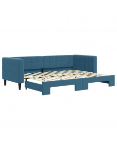 Divano Letto con Letto Estraibile Blu 80x200 cm in Velluto 2