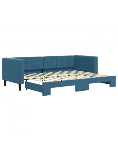 Divano Letto con Letto Estraibile Blu 80x200 cm in Velluto